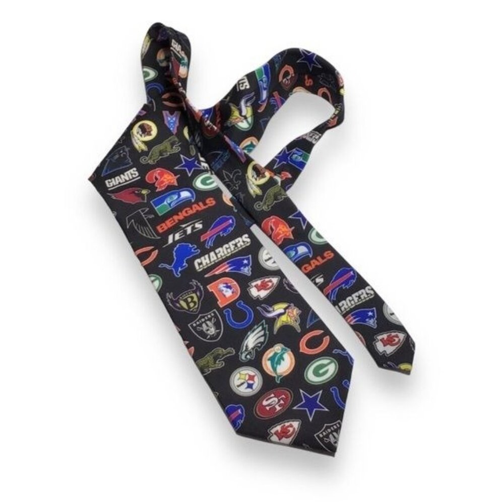 WallyWear Vintage NFL teams 1996 Logos Necktie, Black w/ Logos